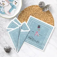 Magic and Wonder Christmas Snowman Blue ID440 Paper Dinner Napkins