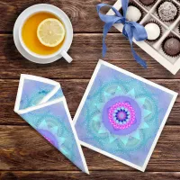 Lotus Bloom Turquoise Mandala ID129 Paper Napkins