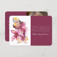 Butterfly Photo Memorial Funeral Thank You Card