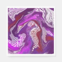 Purple Red Abstract Modern Marble Fluid Art Napkins