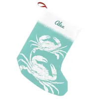 Cool Nautical Blue Crab Custom Beach Small Christmas Stocking