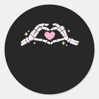Skeleton Hands Heart Funny Classic Round Sticker