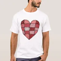 Valentine's Day Doodle Art Style Patchwork Heart  T-Shirt