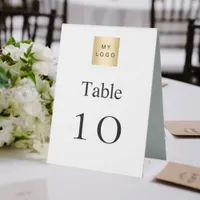 Black white business logo table number table tent sign