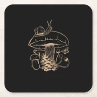 Cottagecore Aesthetic Mushroom Snail Goblincore My Square Paper Coaster