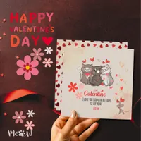 Meow Cute Cats Valentines Flat Holiday Card