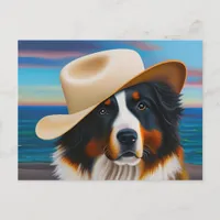 Bernese Mountain Dog At The Beach Postcard