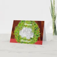 Card - Greeting - Happy Holidays wreath