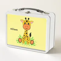 Cute funny baby giraffe for kids   metal lunch box