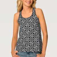 V Love Black Gray & White Pattern Women's Tank Top