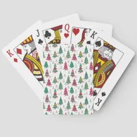 Quirky Whimsical Decorated Christmas Trees Doodles Poker Cards