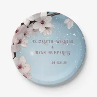 Elegant Floral Blossom Wedding Invitation Design Paper Plates