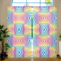 Retro Rainbow Swirl Bold Psychedelic Playful Vibes Sheer Curtains