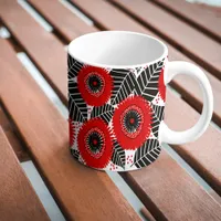 Funky Red Poppies Floral Pattern Mug