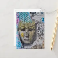 A stone lady face Abstract Mixed Media Collage Postcard