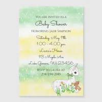 Llama with Teddy Bear Gender Neutral Baby Shower Magnetic Invitation