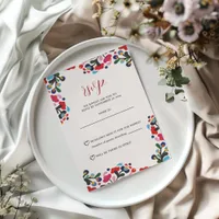 Mexican Floral Colorful Fiesta Wedding RSVP Card