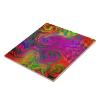 [Phantasmagoria] Warped Swirling Colors Ceramic Tile