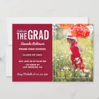 Crimson and White Graduation Party Photo Invitation