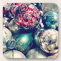 Vintage Christmas Ornaments Beverage Coaster