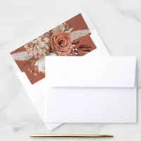 Rustic Terracotta Cream Florals Rust Wedding Envelope Liner