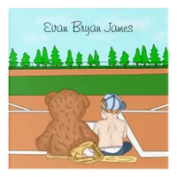 Personalized Baby Boy in Baseball Cap Teddy Bear  Acrylic Print