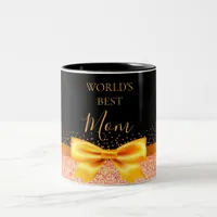 Mother black gold bow Two-Tone coffee mug