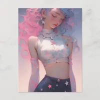 Pastel Haired Woman Postcard