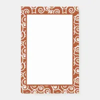 Cinnamon Dark Spice and White Ocean Waves Pattern Post-it Notes