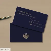 Simple Modern Navy Blue and Gold Business Card