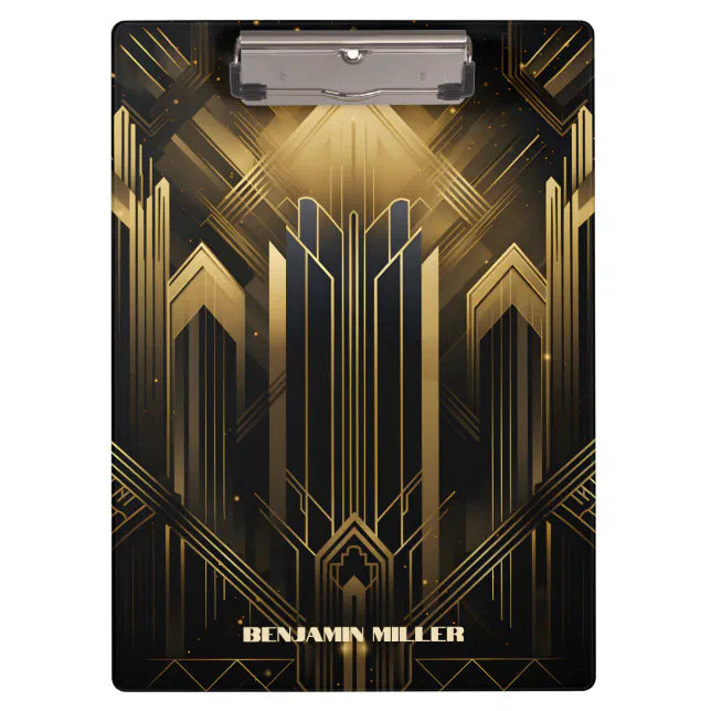 Art Deco Retro Vintage Classic 1920s Black & Gold Clipboard