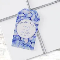 Elegant Blue Hydrangea Flower Wedding Thank You Gift Tags