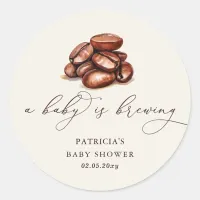 Baby is Brewing Coffee Gender Neutral Baby Shower Classic Round Sticker