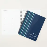 Blue Green Stripe Monogram Planner