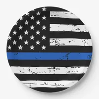 Thin Blue Line Police Law Enforcement Paper Plate