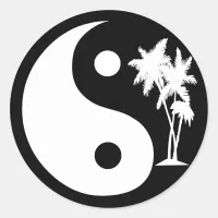 Black and White Palm Tree Yin Yang Sticker