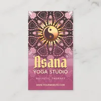 Dusky Pink & Gold Yin Yang Holistic Asana Yoga Business Card