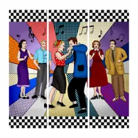 Couple Dancing  | Retro Nostalgic 1950's Triptych