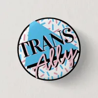 Trans Ally Pink Blue Sprinkles 90s LGBT Button