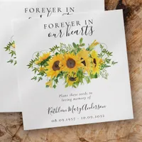 Sunflowers Seed Packet Memorial Funeral  Envelope