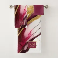 Abstract Sparkling Wedding Wine Red ID1018 Bath Towel Set