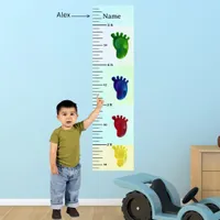 Colored Feet Pastel Growth Chart Add Child's Name Photo Print