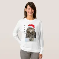 Christmas Cat Humbug Santa Hat Women's Long Sleeve T-Shirt