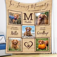 Rustic In Loving Memory Photo Collage Pet Memorial Fleece Blanket