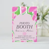 One in Melon PHOTO BOOTH Pink Watermelon  Sign Invitation