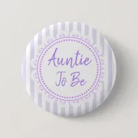Pretty Purple Aunt To Be Lacey Baby Shower Button