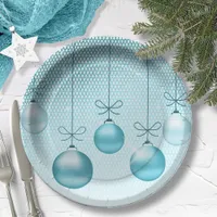 Christmas Ornaments Turquoise ID251 Paper Plates