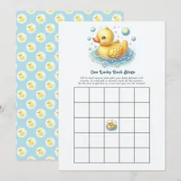 One Lucky Duck First Birthday Party Bingo Game Invitation