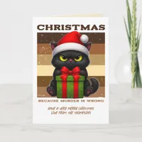 Gingerbread Glow Funny Cat Retro Christmas Photo Holiday Card