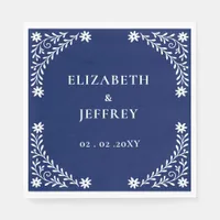 Elegant Boho Navy Floral Wedding  Napkins